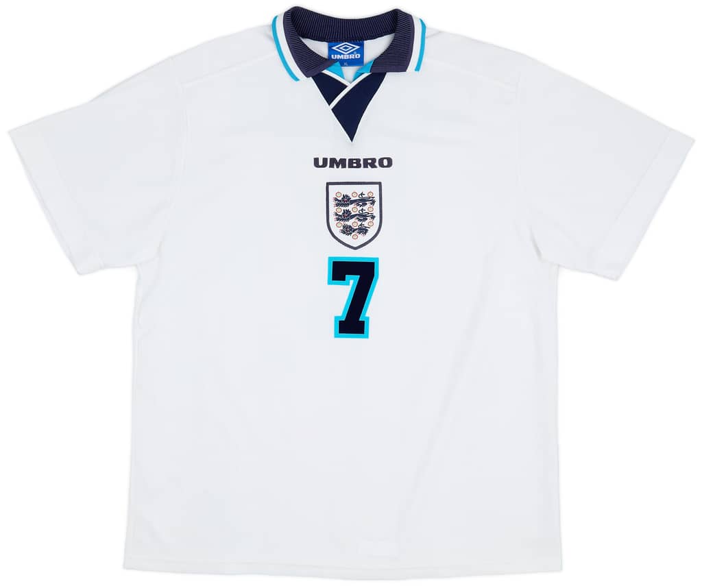 1995-97 England Home Shirt Beckham #7 - 8/10 - (XL)