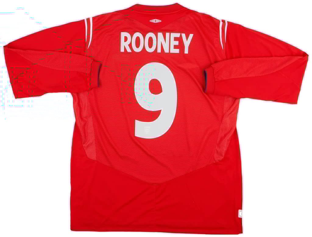 2004-06 England Away L/S Shirt Rooney #9 - 9/10 - (XL)