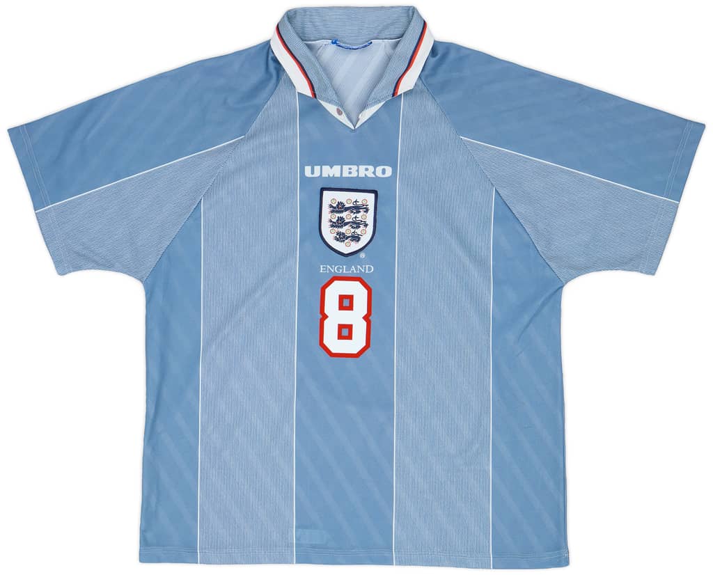 1996-97 England Away Shirt Gascoigne #8 - 7/10 - (XL)