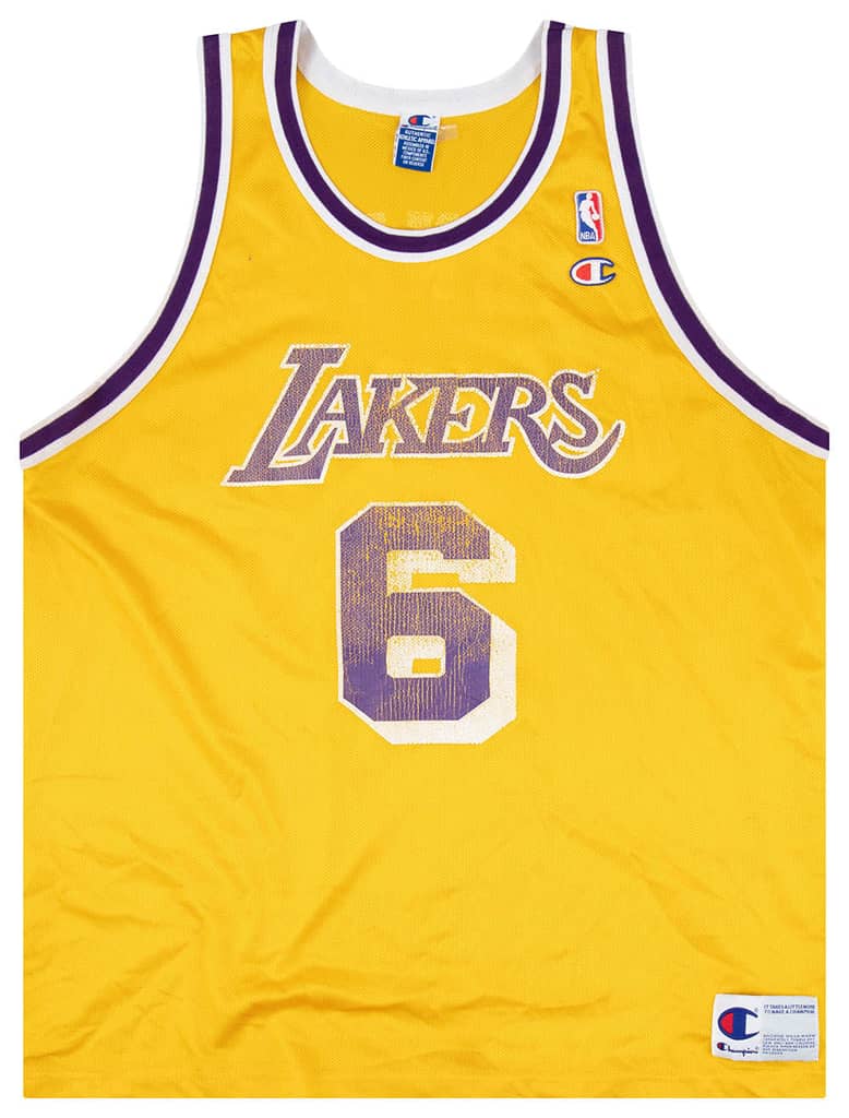 1995-99 LA Lakers Jones #6 Champion Jersey (Home) XXL