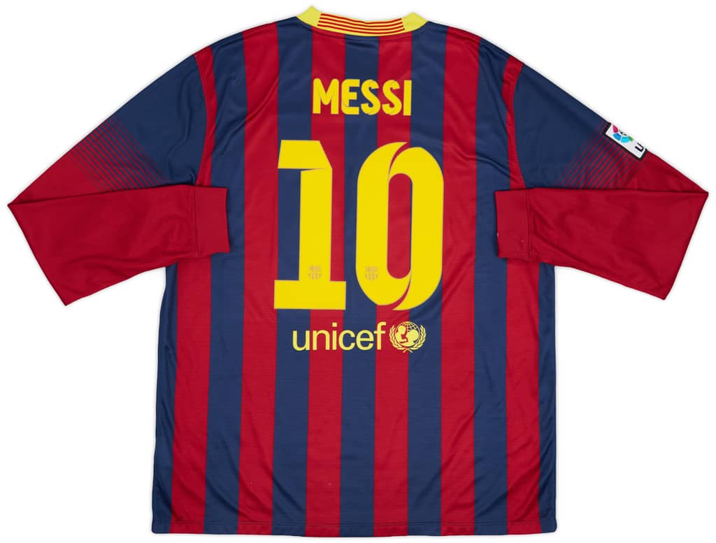 2013-14 Barcelona Home L/S Shirt Messi #10 - 8/10 - (XL)