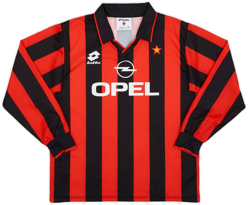 1994-95 AC Milan Home L/S Shirt - 9/10 - (XL.Boys)