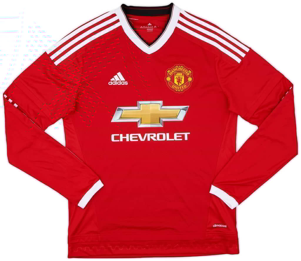 2015-16 Manchester United Home L/S Shirt - 8/10 - (XL.Boys)