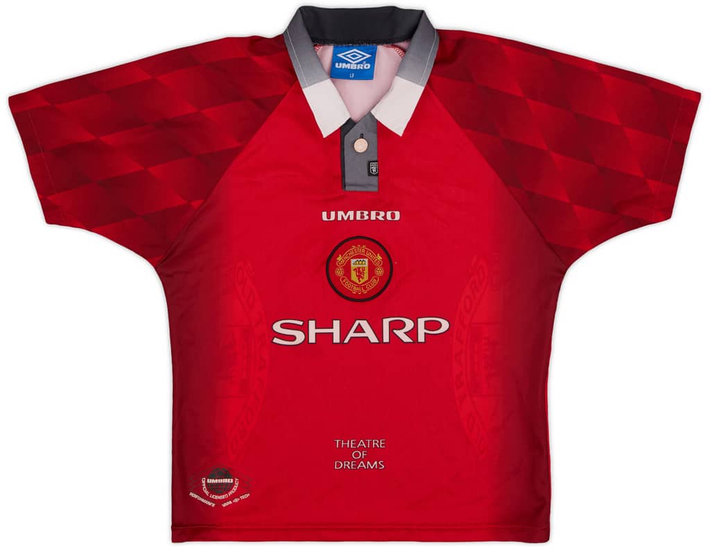 1996-98 Manchester United Home Shirt - 8/10 - (L.Boys)