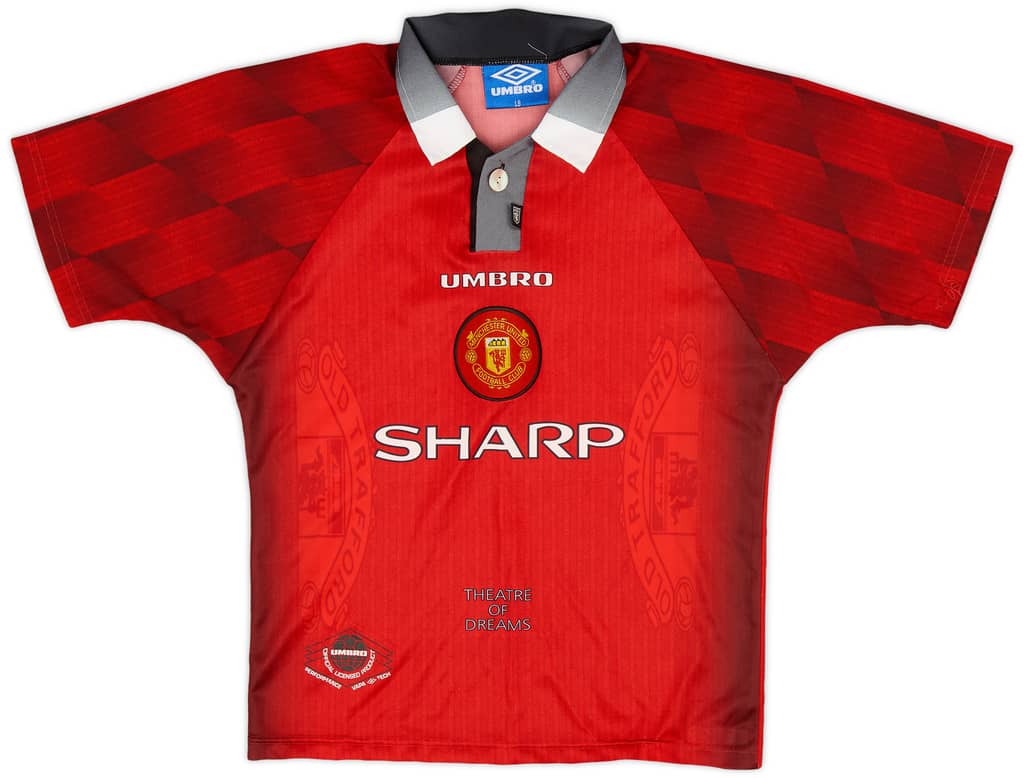 1996-98 Manchester United Home Shirt - 8/10 - (L.Boys)