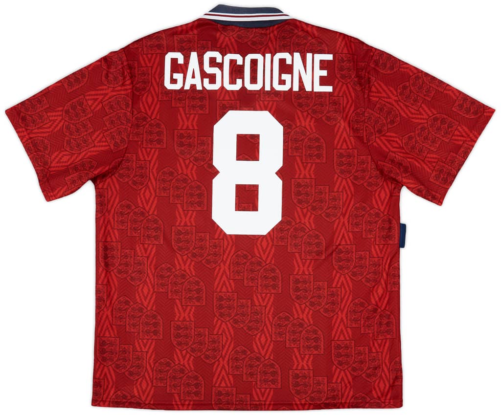 1993-95 England Away Shirt Gascoigne #8 - 9/10 - (XXL)