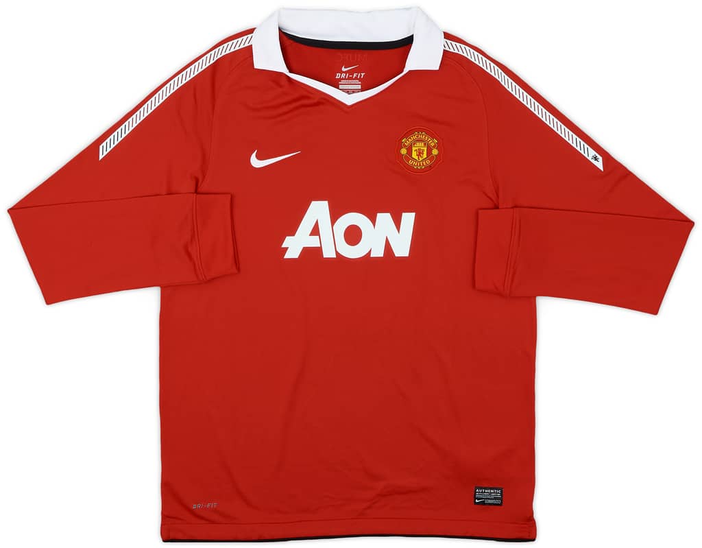 2010-11 Manchester United Home L/S Shirt - 9/10 - (XL.Boys)