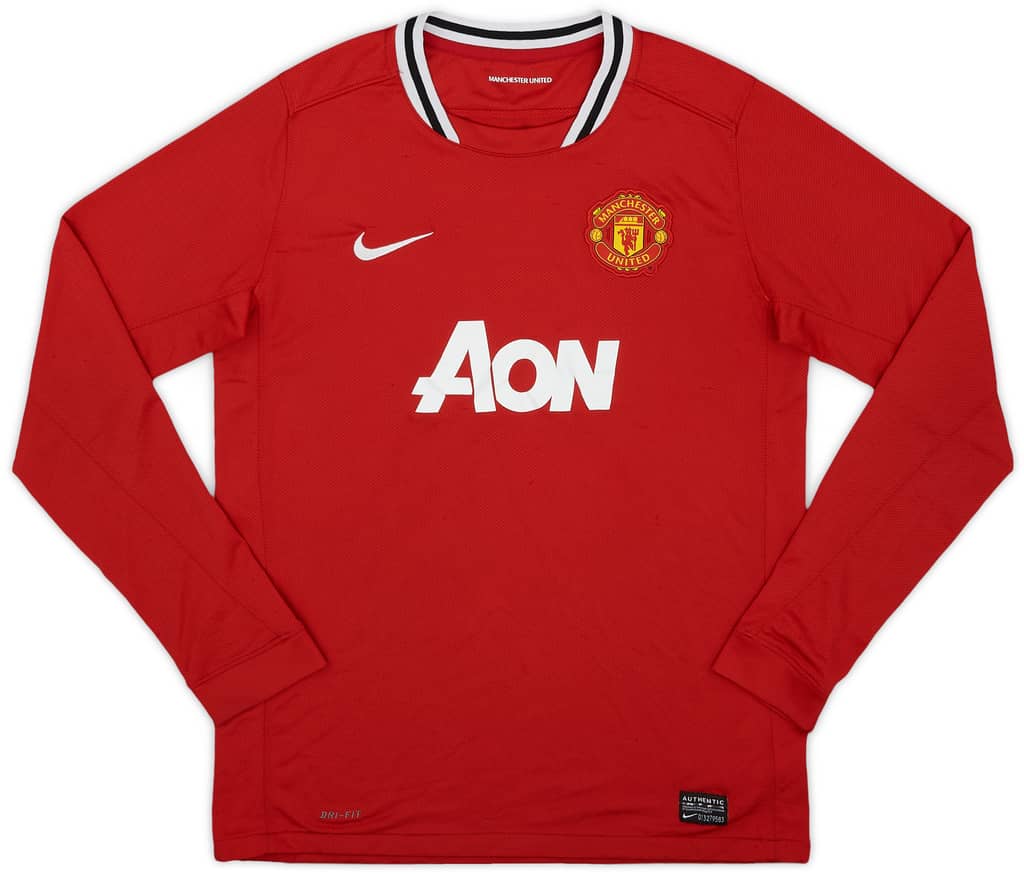 2011-12 Manchester United Home L/S Shirt - 6/10 - (XL.Boys)