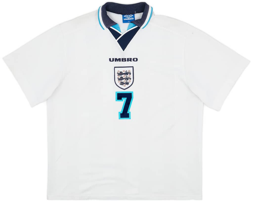 1995-97 England Home Shirt Beckham #7 - 7/10 - (XXL)
