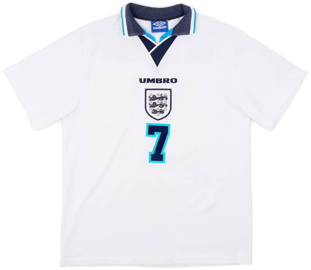 1995-97 England Home Shirt Beckham #7 - 9/10 - (L)