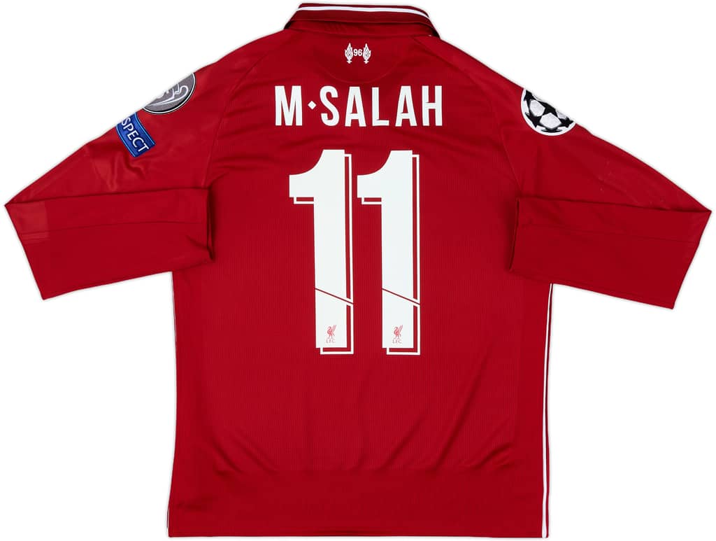 2018-19 Liverpool Home L/S Shirt M.Salah #11 - 7/10 - (XL.Boys)