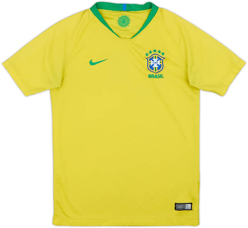 2018-19 Brazil Home Shirt - 5/10 - (L.Boys)