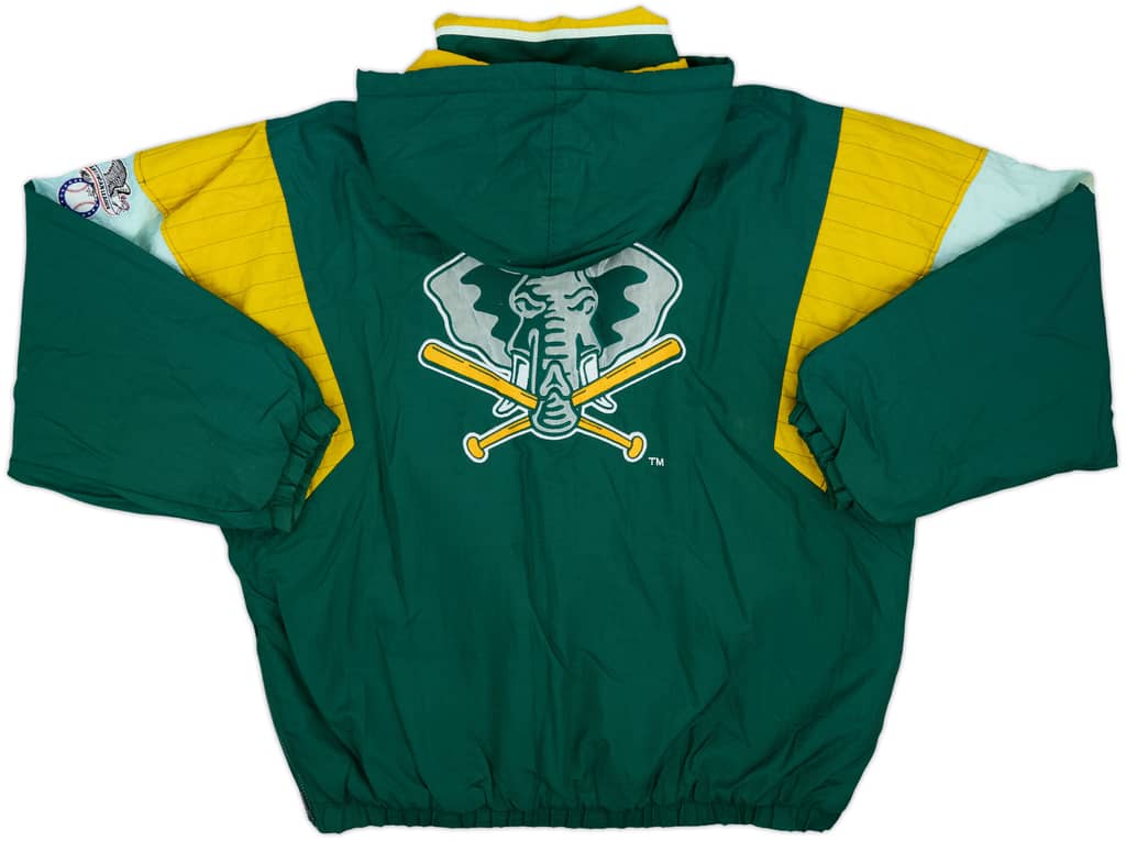 1990s Oakland Athletics Starter 1/2 Zip Hooded Rain Coat - 7/10 - (XL)