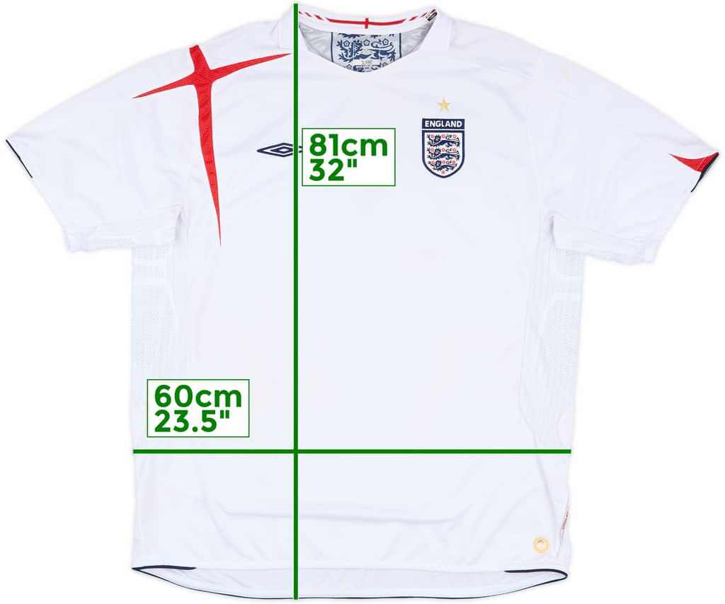 2005-07 England Home Shirt - 5/10 - (XXL)