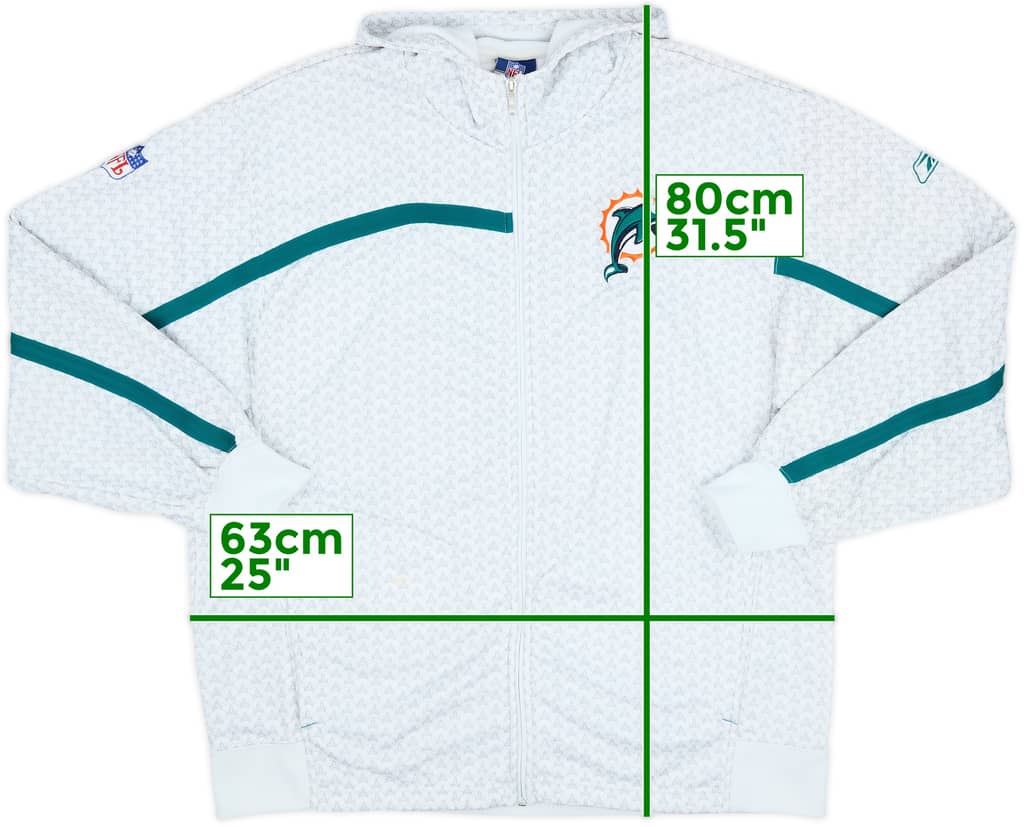 2007 Miami Dolphins Reebok Full Zip Hooded Sweat Top - 7/10 - (XL)
