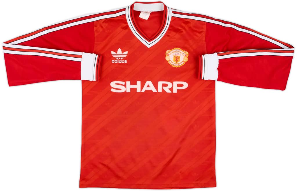 1986-88 Manchester United Home L/S Shirt - 8/10 - (S)