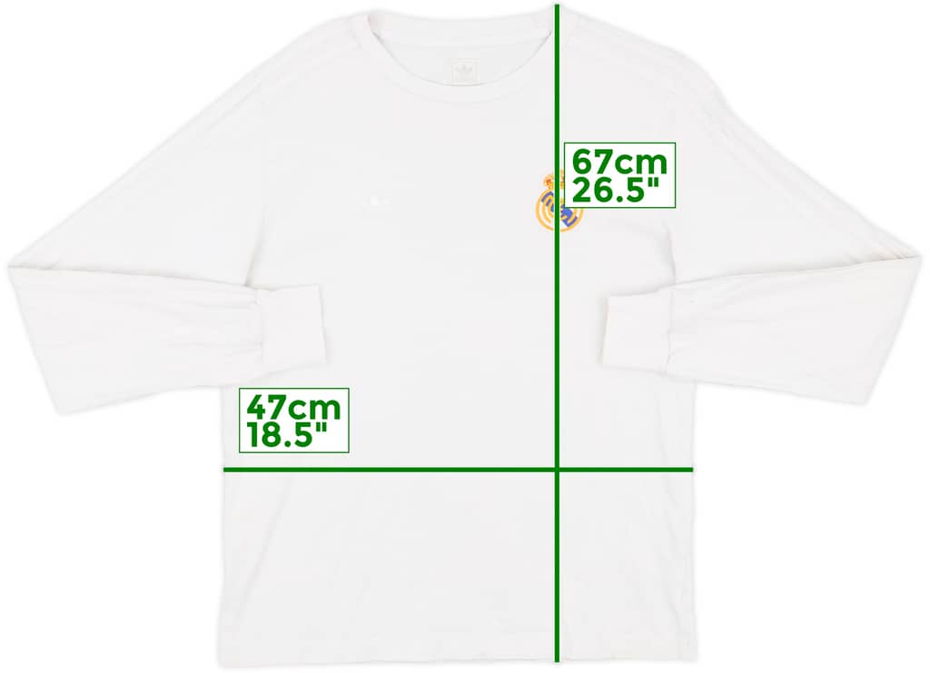 2006 Real Madrid adidas Originals Retro Style L/S Cotton Tee - 6/10 - (S)