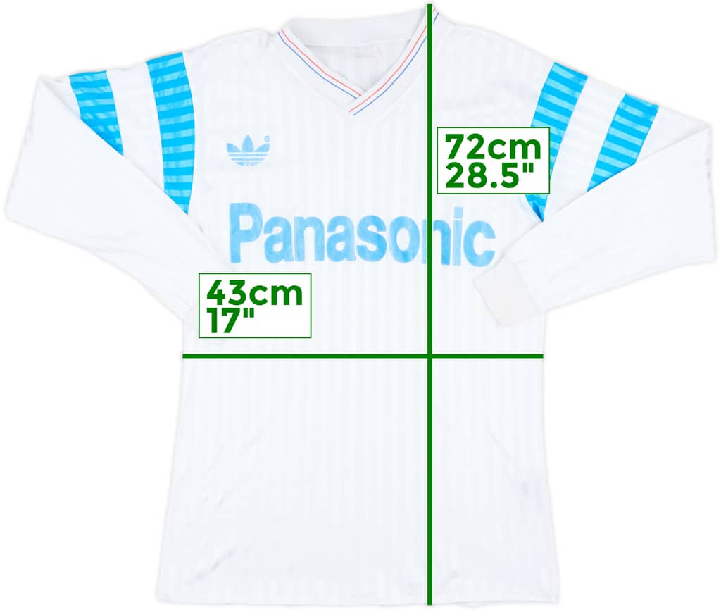 1990-91 Olympique Marseille Home L/S Shirt - 8/10 - (S)