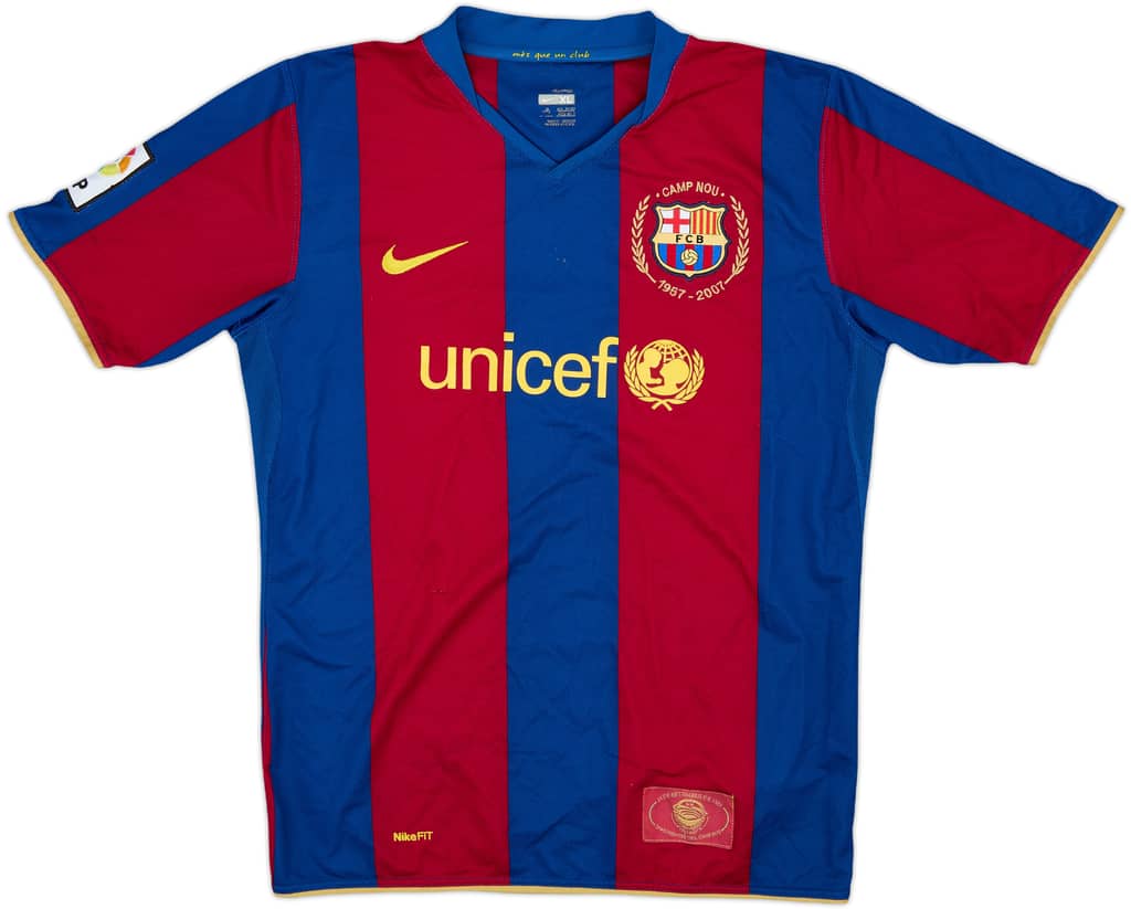 2007-08 Barcelona Home Shirt - 8/10 - (XL.Boys)