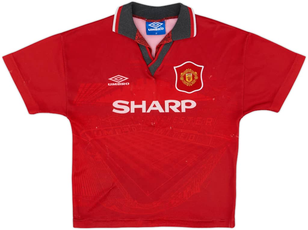 1994-96 Manchester United Home Shirt - 4/10 - (L.Boys)