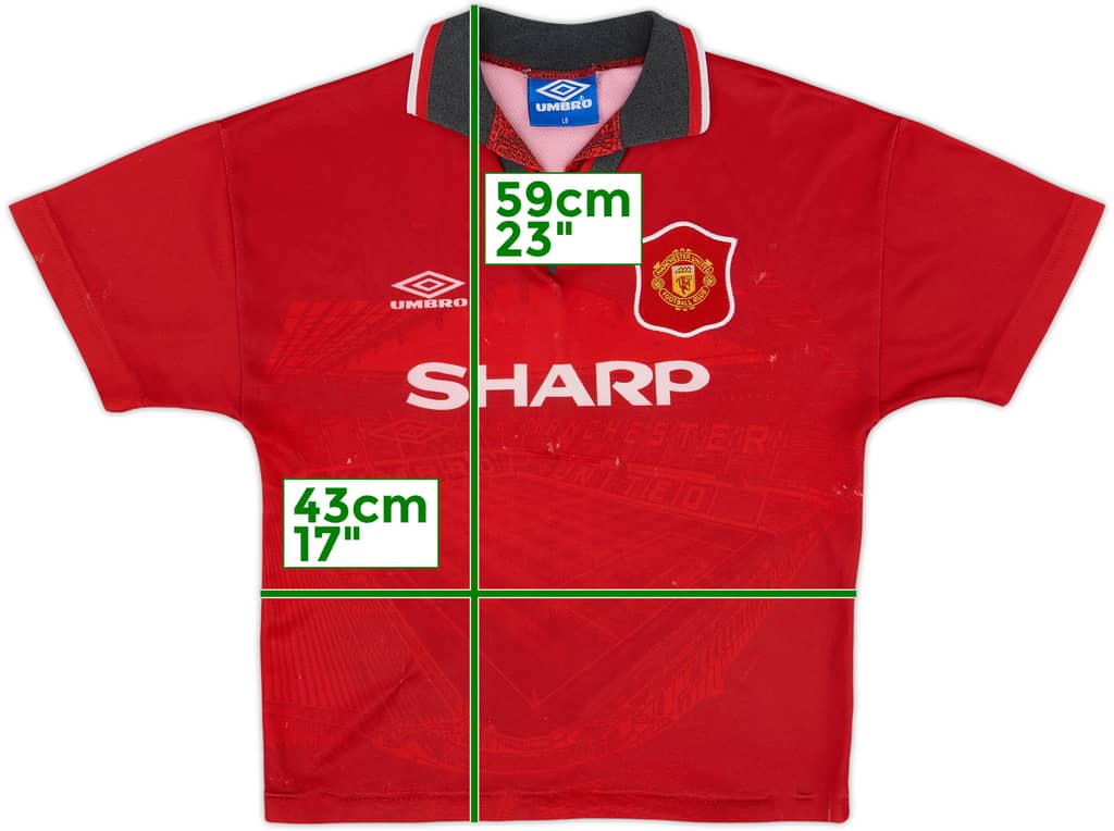 1994-96 Manchester United Home Shirt - 4/10 - (L.Boys)