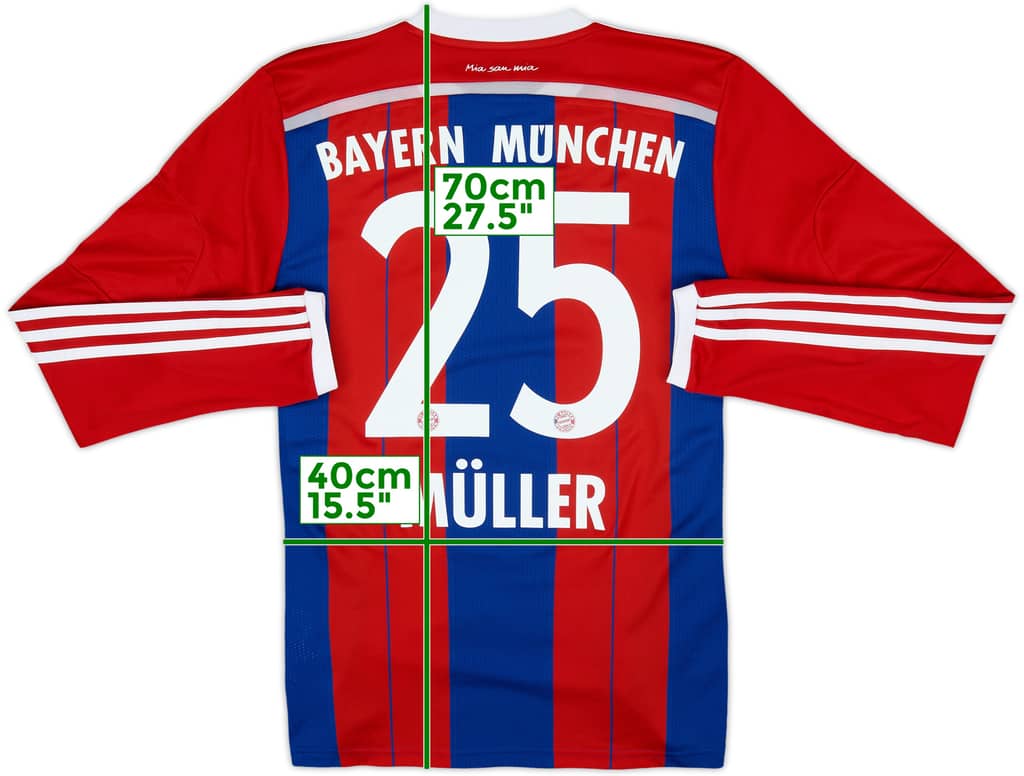 2014-15 Bayern Munich Home L/S Shirt Muller #25 - 9/10 - (S)