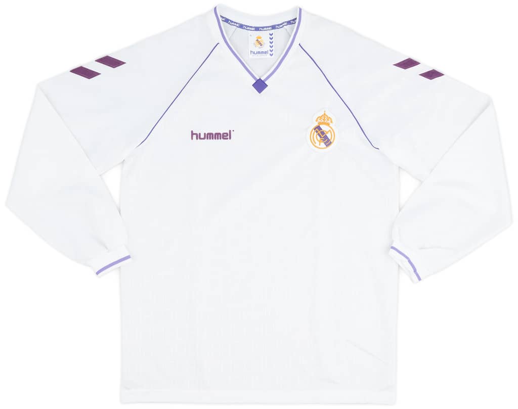 1990-91 Real Madrid Home L/S Shirt - 9/10 - (L)