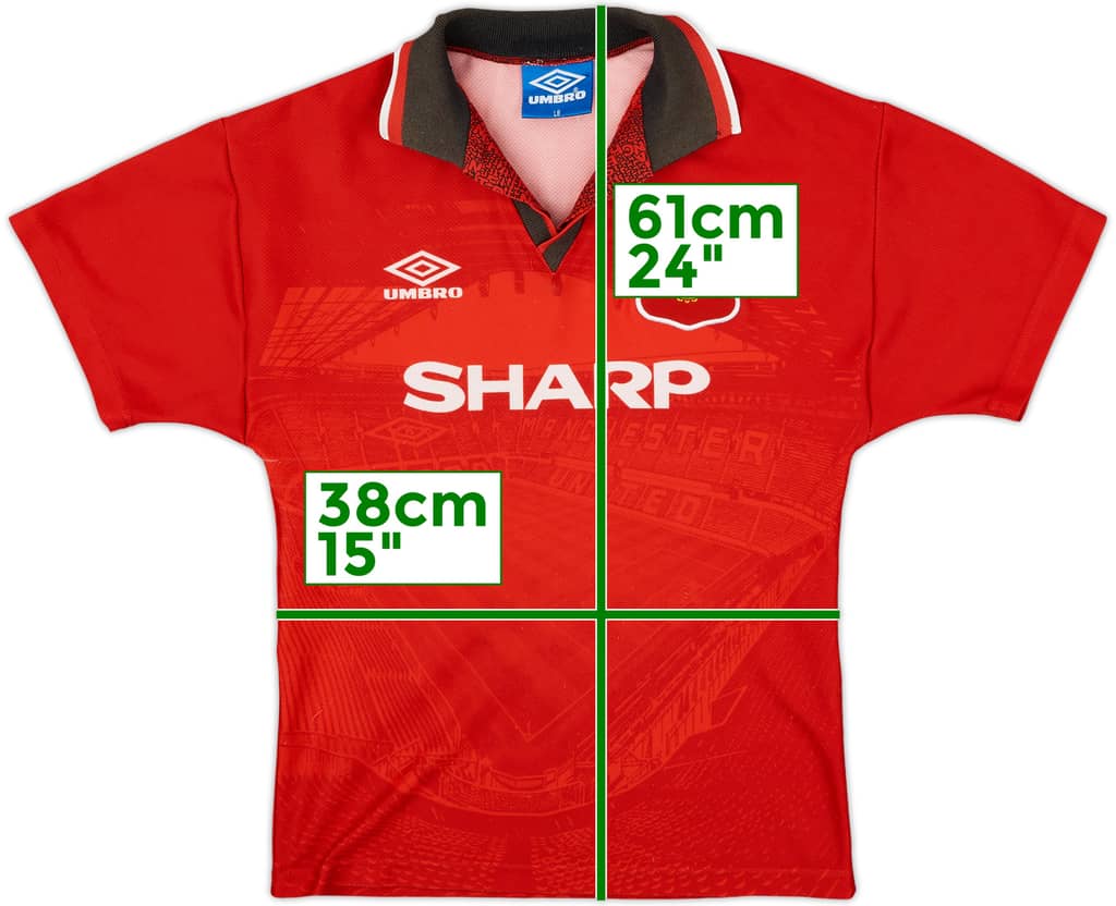 1994-96 Manchester United Home Shirt - 9/10 - (L.Boys)