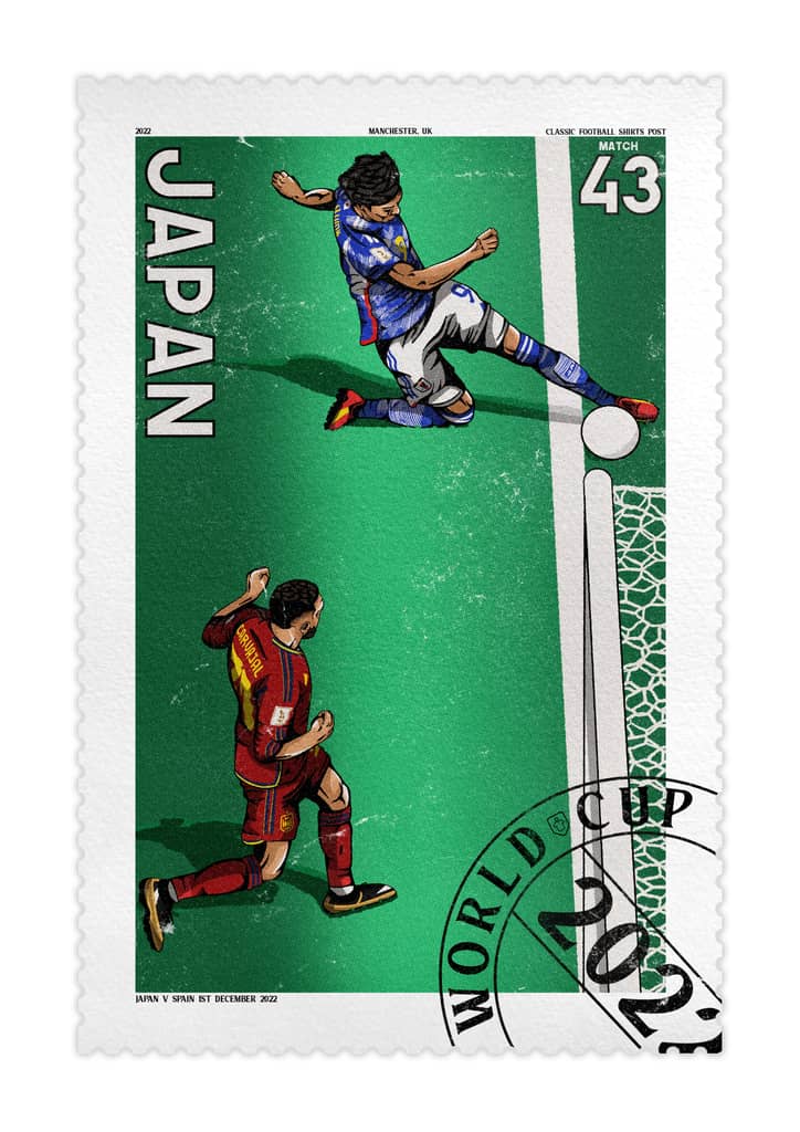 Japan V Spain Close Call 2022 World Cup Stamp A3 Print/Poster