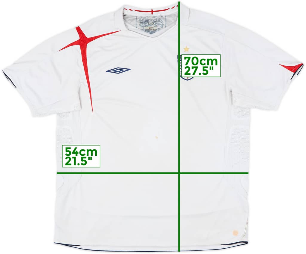 2005-07 England Home Shirt - 4/10 - (XL)