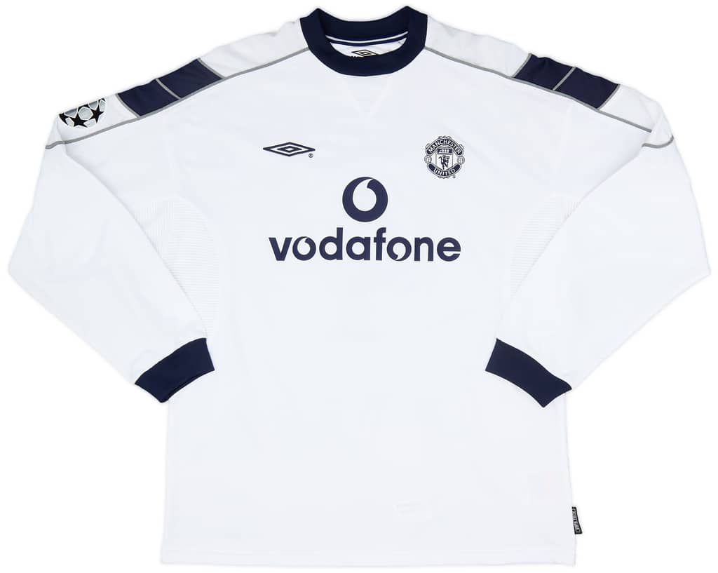 2000-01 Manchester United Match Issue Champions League Away L/S Shirt May #4