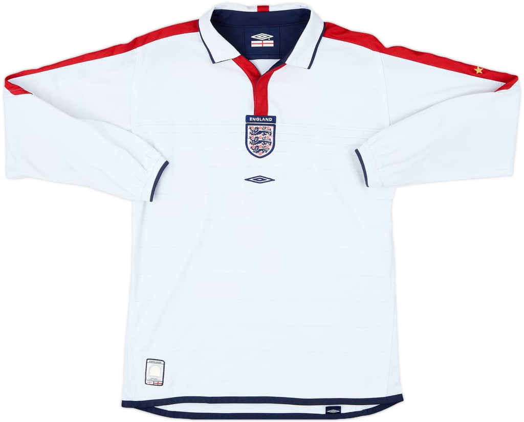 2003-05 England Home L/S Shirt - 8/10 - (XL.Boys)