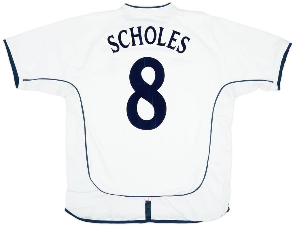 2001-03 England Home Shirt Scholes #8 - 8/10 - (XL)