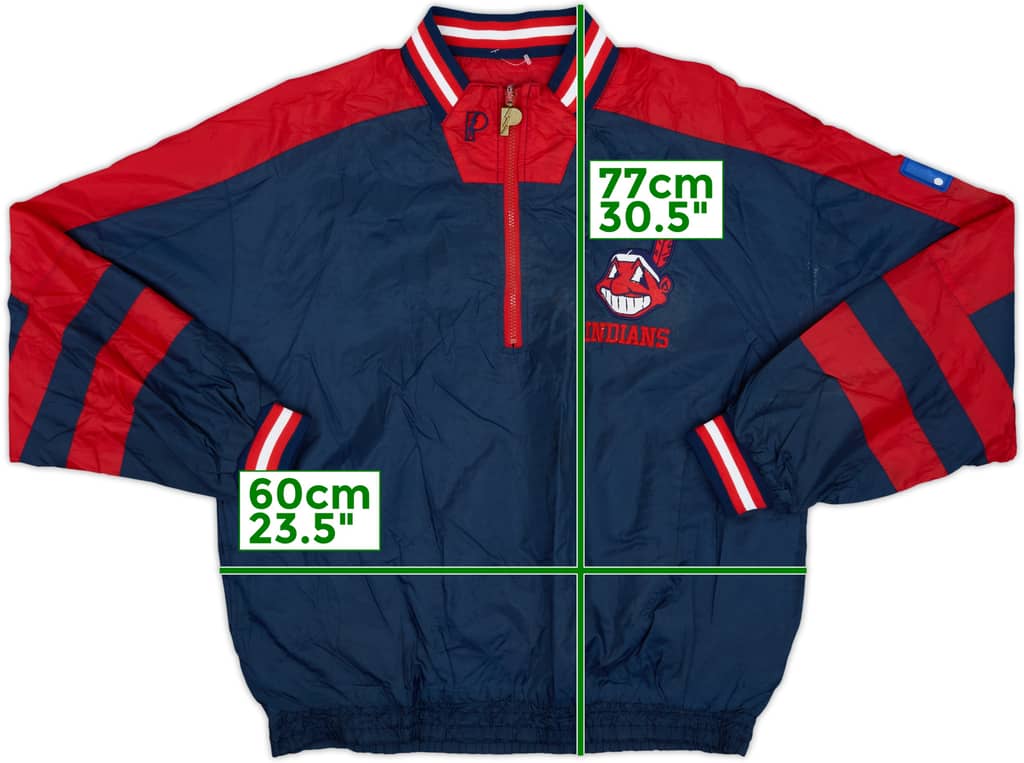 1990s Cleveland Indians Pro Player 1/4 Zip Reversible Windbreaker Jacket - 8/10 - (M)