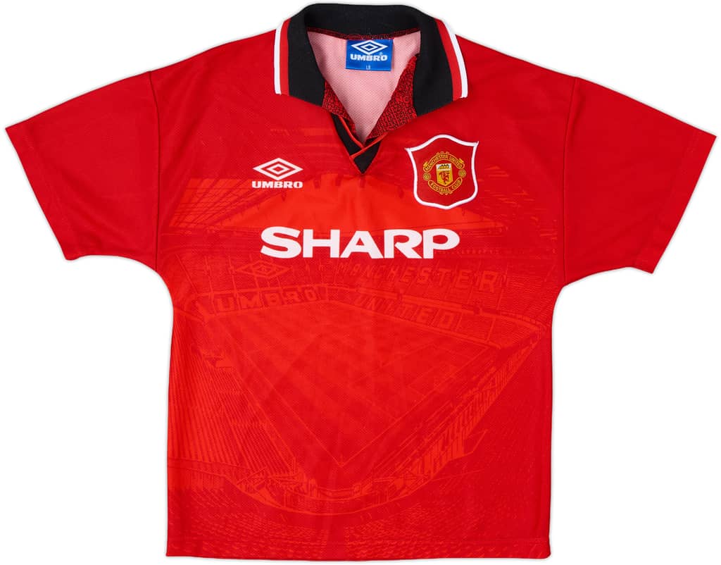 1994-96 Manchester United Home Shirt - 8/10 - (L.Boys)