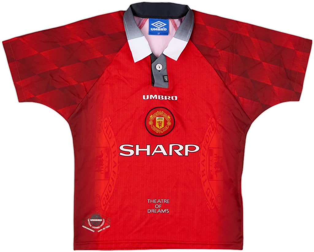 1996-98 Manchester United Home Shirt - 9/10 - (L.Boys)