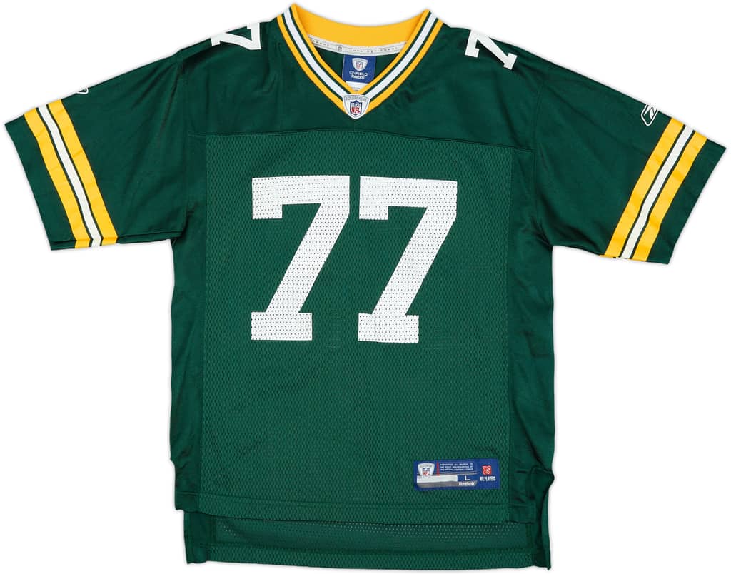 2008-10 Green Bay Packers Jenkins #77 Reebok On Field Home Jersey - 8/10 - (L.Boys)