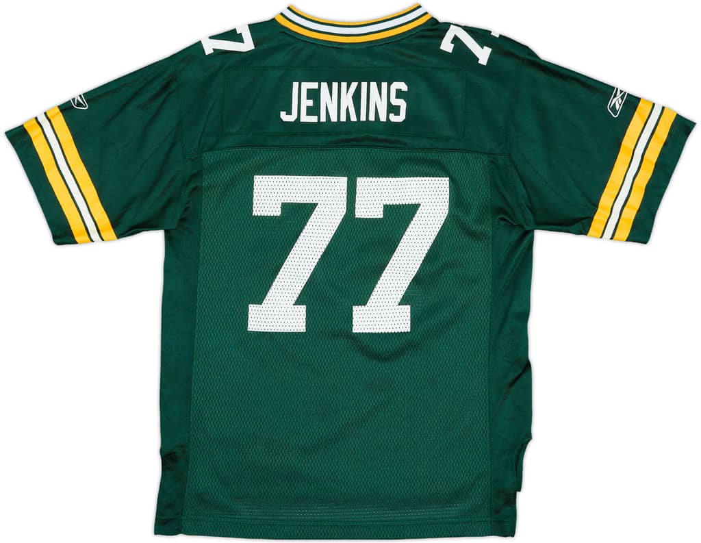 2008-10 Green Bay Packers Jenkins #77 Reebok On Field Home Jersey - 8/10 - (L.Boys)