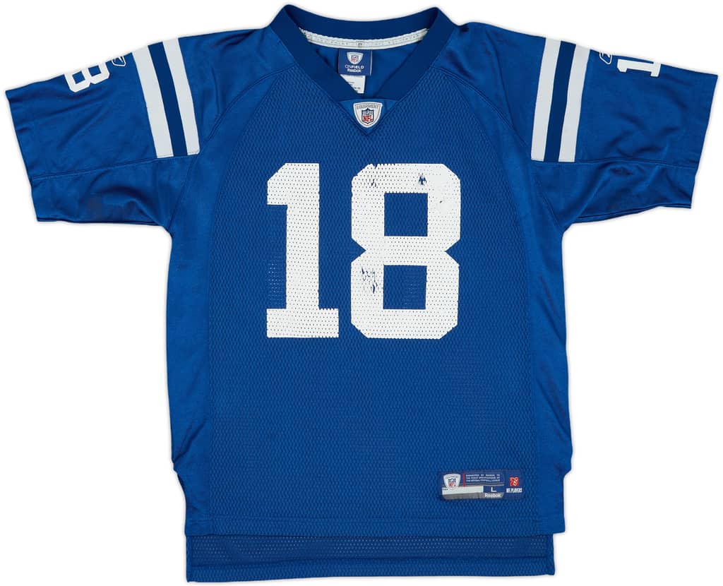 2008-11 Indianapolis Colts Manning #18 Reebok On Field Home Jersey - 5/10 - (L.Boys)