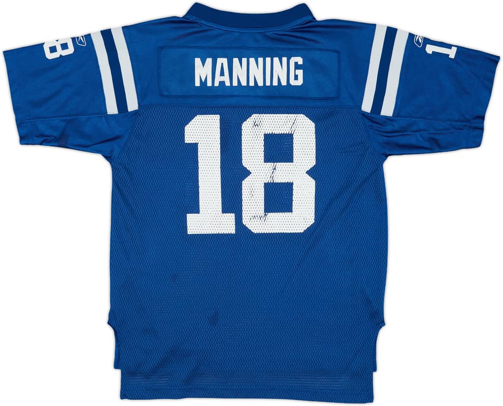 2008-11 Indianapolis Colts Manning #18 Reebok On Field Home Jersey - 5/10 - (L.Boys)