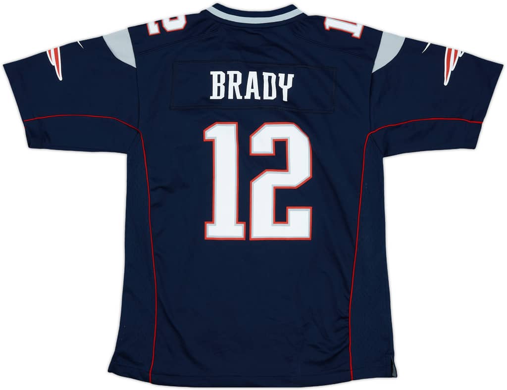 2012-19 New England Patriots Brady #12 Nike Game Home Jersey - 6/10 - (L.Boys)