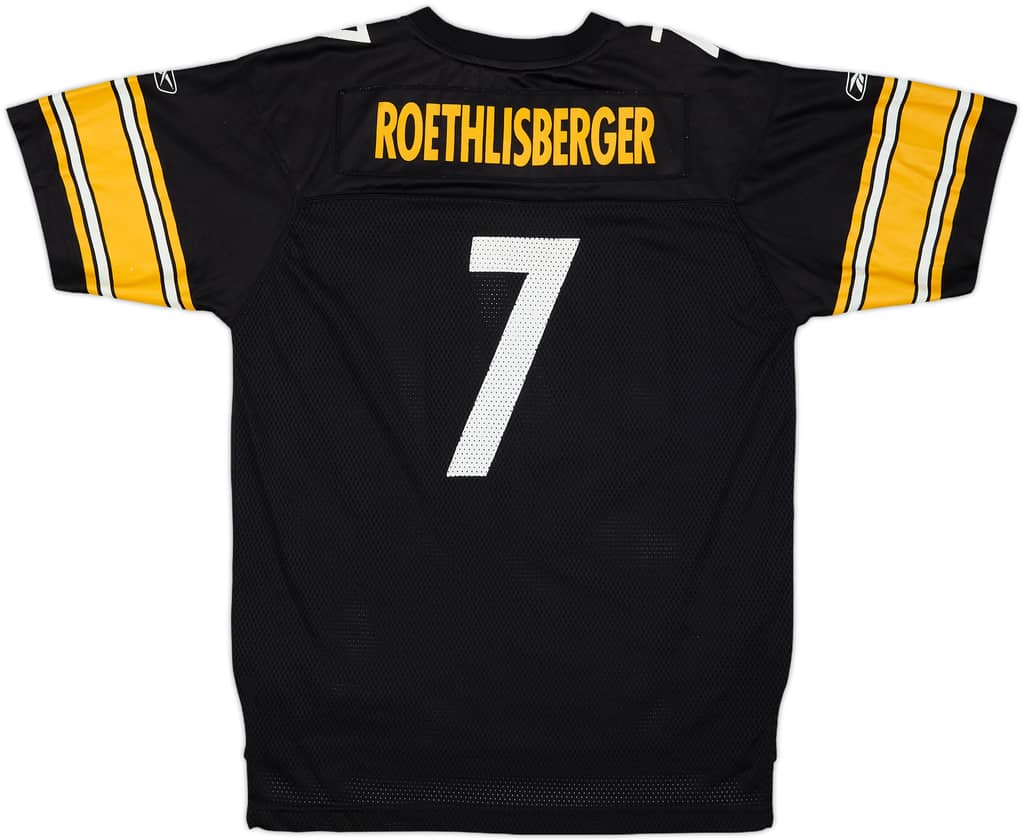 2005-06 Pittsburgh Steelers Roethlisberger #7 Reebok On Field Home Jersey - 7/10 - (XL.Boys)