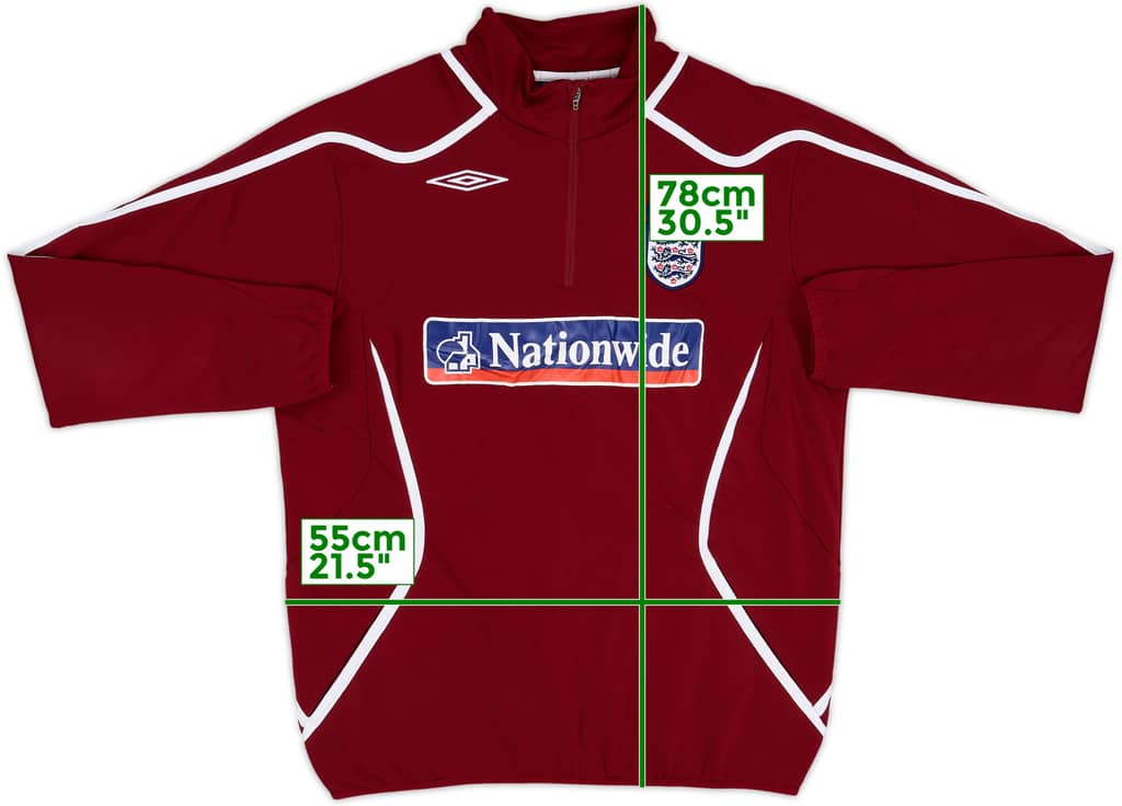 2007-09 England Umbro 1/4 Zip Drill Top - 8/10 - (L)