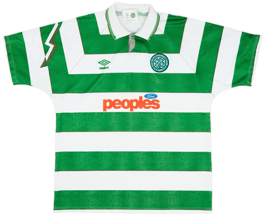 1991-92 Celtic Home Shirt - 9/10 - (XL)
