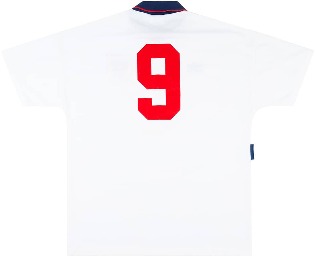 1993-95 England Home Shirt #9 - 9/10 - (XL)
