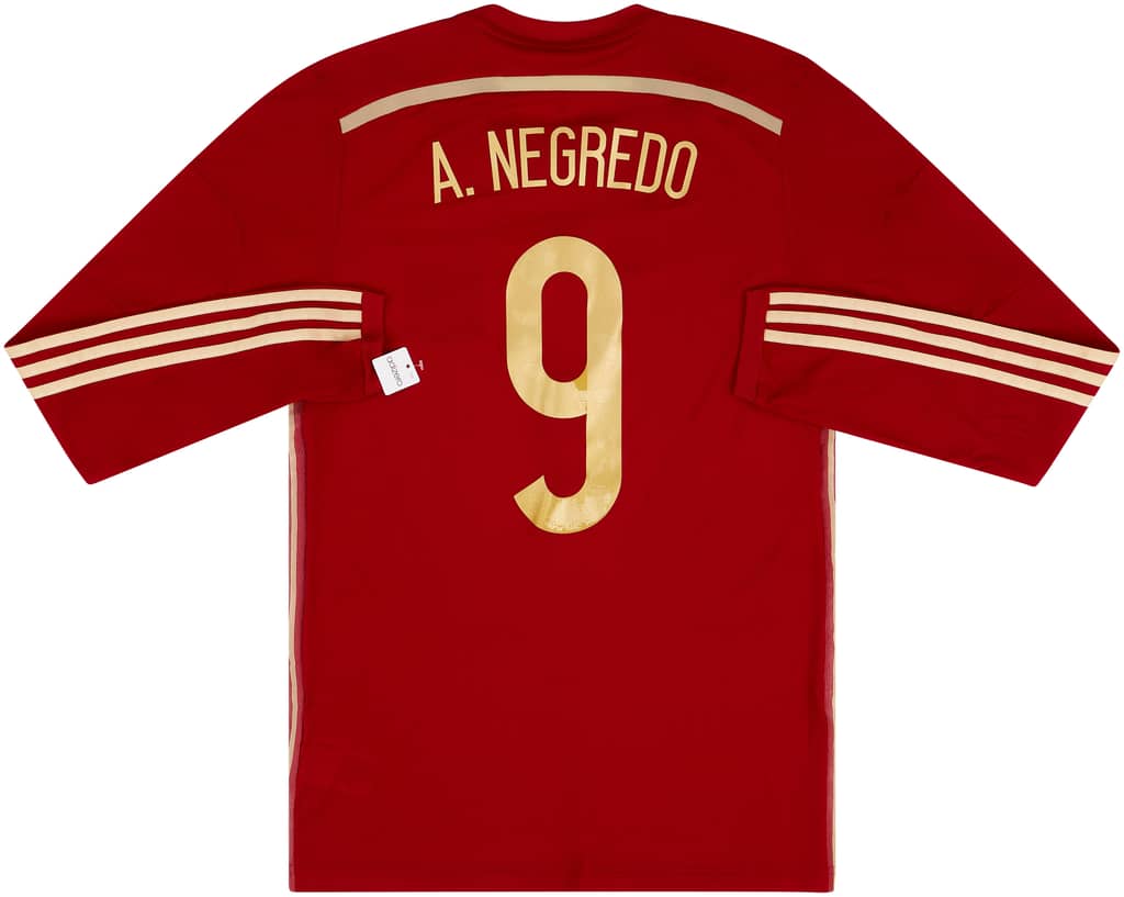 2013-15 Spain Player Issue Home L/S Shirt A.Negredo #9 (M)
