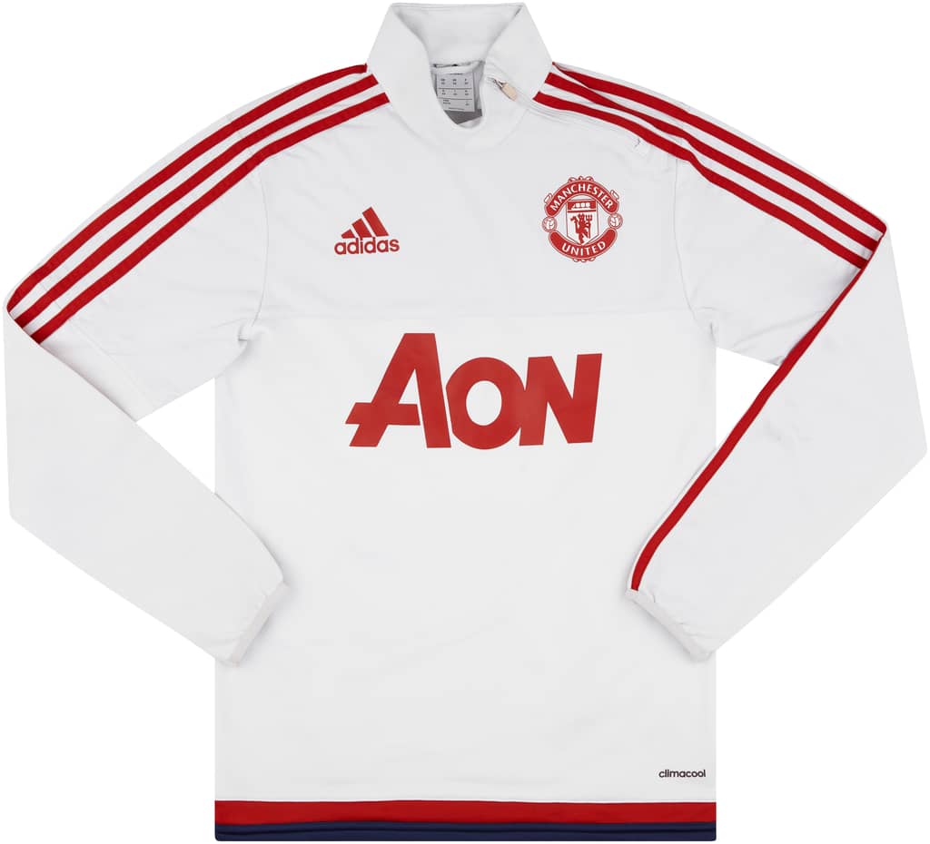 2015-16 Manchester United adidas 1/4 Zip Sweat Top - 9/10 - (XS)