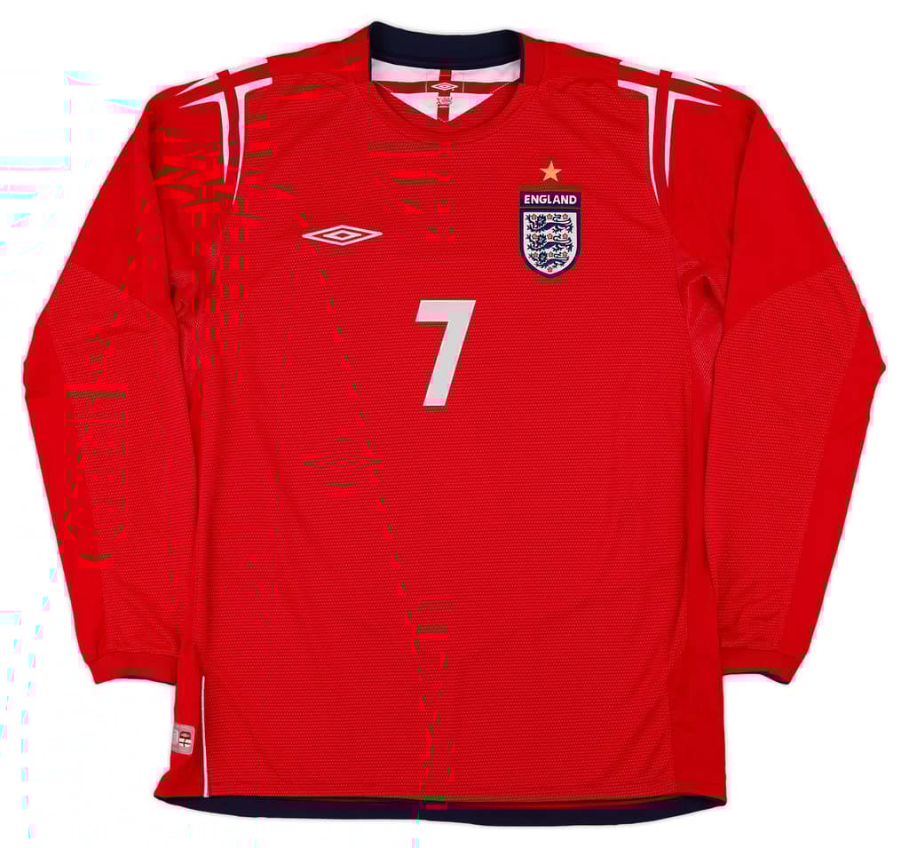 2004-06 England Away L/S Shirt Beckham #7 - 8/10 - (S)