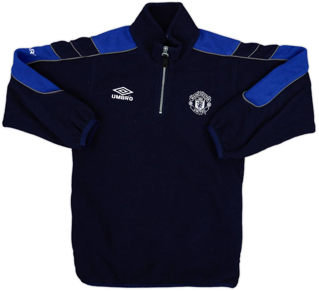 2000-01 Manchester United Umbro 1/4 Zip Fleece Top - 8/10 - (L.Boys)
