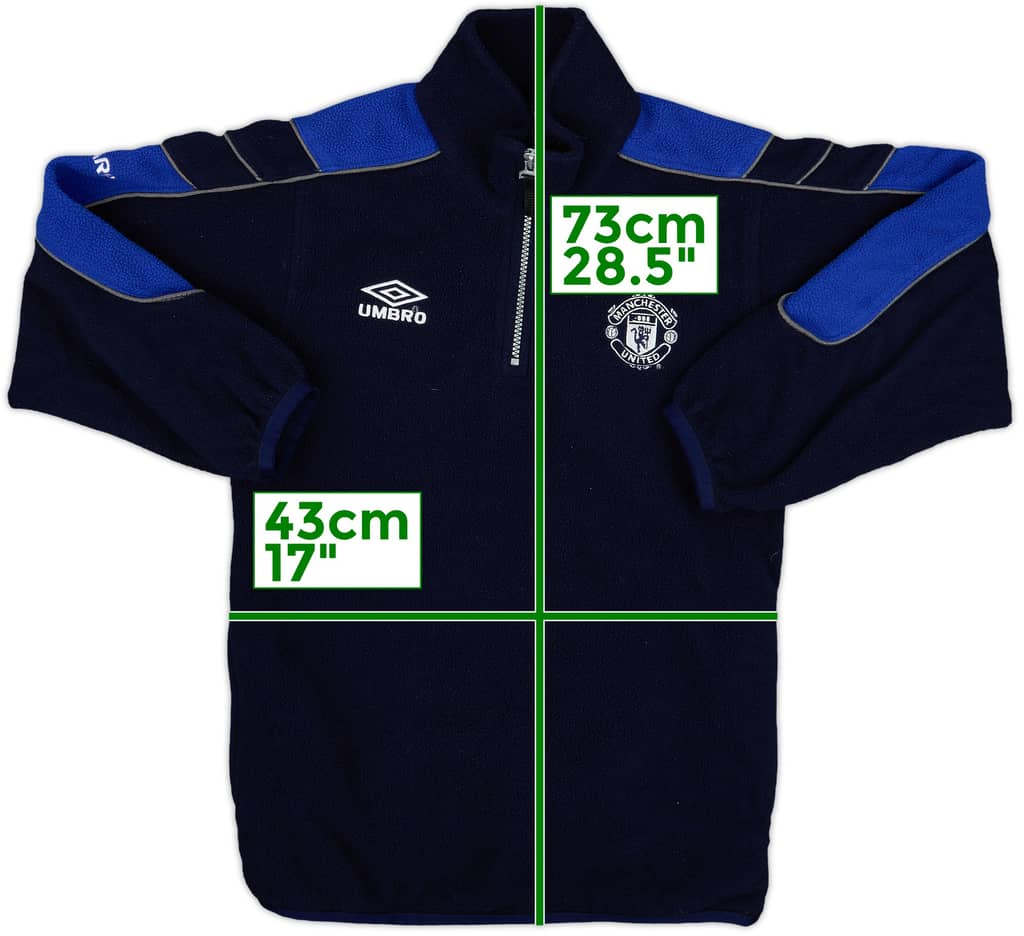 2000-01 Manchester United Umbro 1/4 Zip Fleece Top - 8/10 - (L.Boys)
